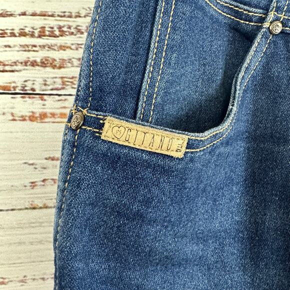 Womens VTG 80s Gitano Yoke Front High Waist Jeans Dark Wash HEMMED FLAW Sz 34S - Picture 3 of 9